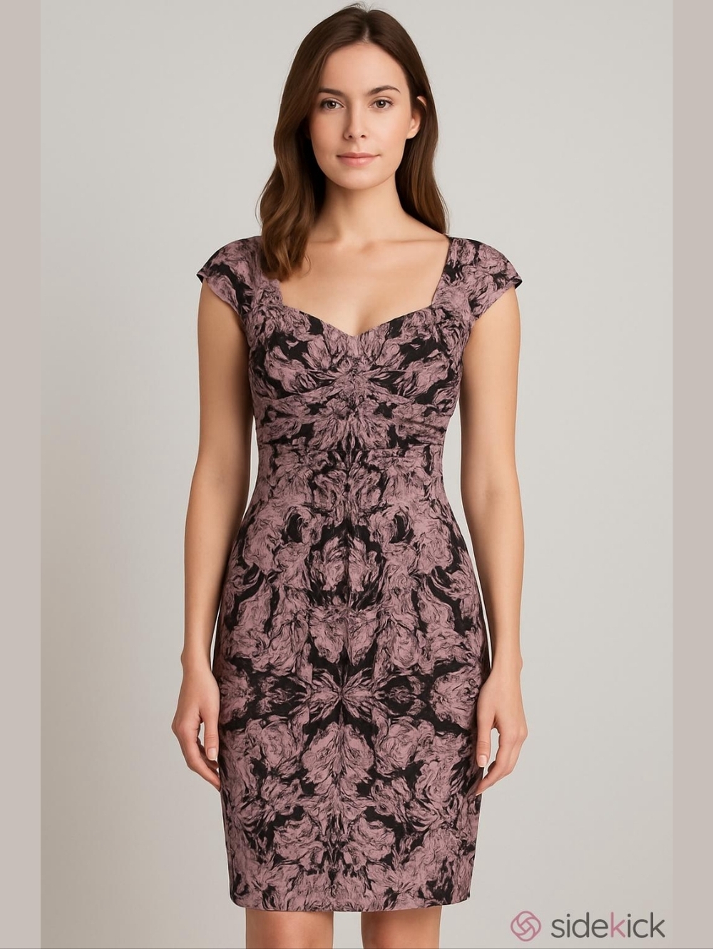 Peruvian Collection Dress 12 Silk Marble-Print Cap-Sleeve Wedding Guest Party